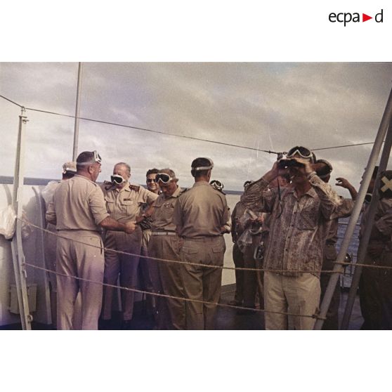 A bord du croiseur De Grasse lors du tir  Altaïr du Centre d'expérimentations du Pacifique (CEP) le 5 juin 1967 sous ballon à Moruroa.