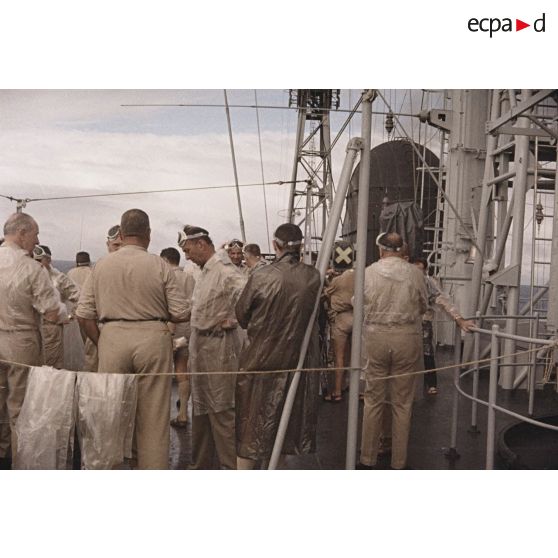 A bord du croiseur De Grasse lors du tir  Altaïr du Centre d'expérimentations du Pacifique (CEP) le 5 juin 1967 sous ballon à Moruroa.