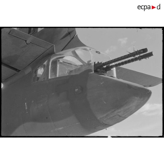 Vue du poste de mitrailleur arrière d'un B-26 Marauder.