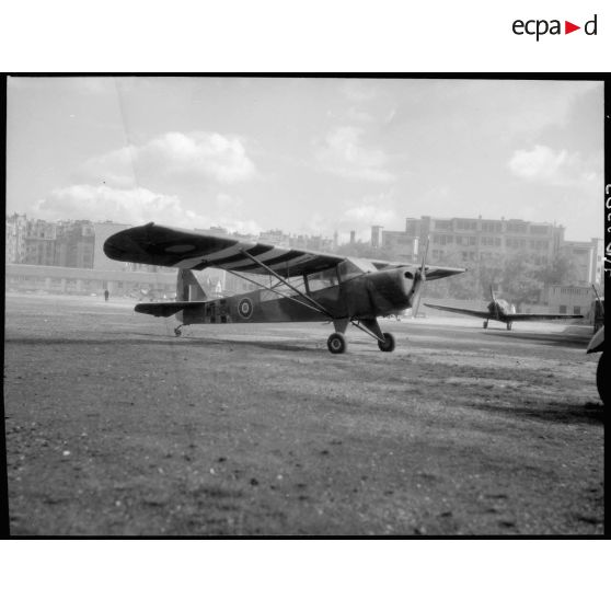 Taylorcraft Piper Cub vu de 3/4 avant droit.