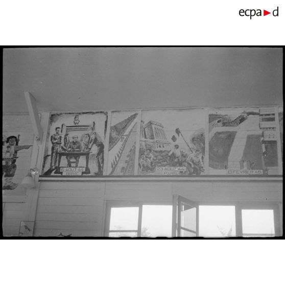 Une fresque dans le nouveau foyer des soldats, sur la base aérienne d'Evreux.