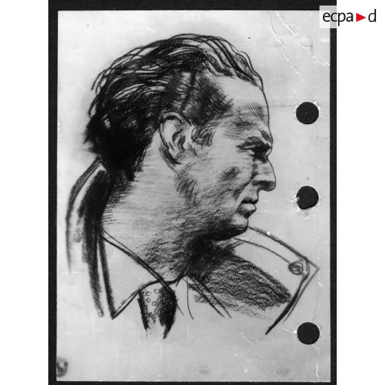 Dessin de M. Fabre représentant Mermoz.