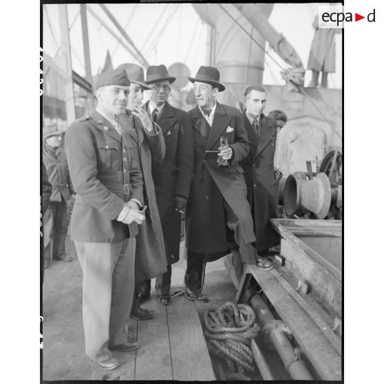 Liberty Ship arrivant au Havre. [description provisoire]
