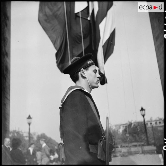 Portrait de profil d'un marin.