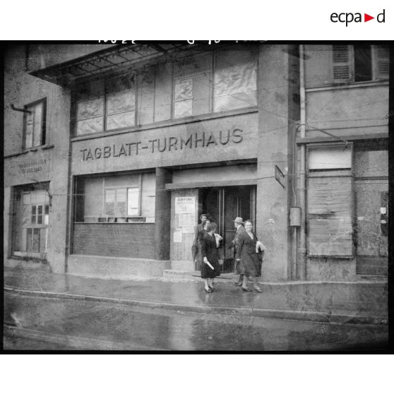 Entrée du bâtiment où se trouvent les rotatives de l'ancien journal "Tagblatt" de Stuttgart.