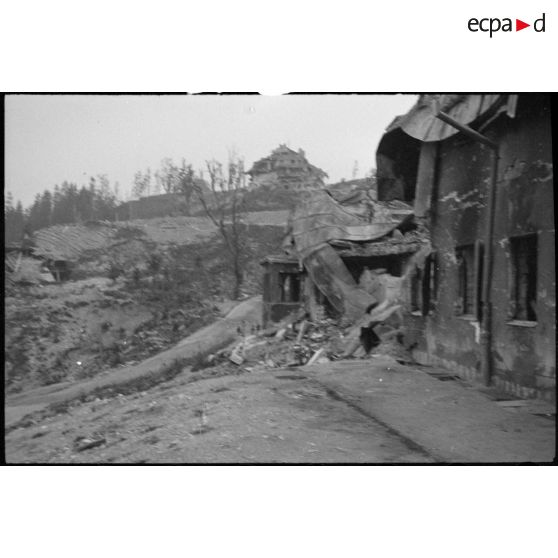 Les ruines du Berghof, résidence secondaire d'Hitler, sur le massif de l'Obersalzberg, éperon rocheux dominant Berchtesgaden.
