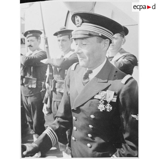 Portrait du capitaine de corvette Gaston Bataille, commandant le torpilleur Simoun.
