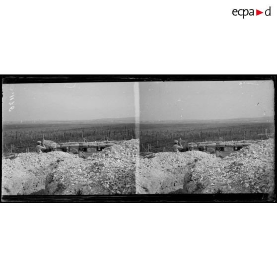Secteur de la Butte de tir. Poste d’écoute devant Cernay les Reims (Marne). [légende d’origine]
