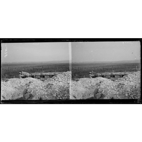 Secteur de la Butte de tir. Poste d’écoute devant Cernay les Reims (Marne). [légende d’origine]