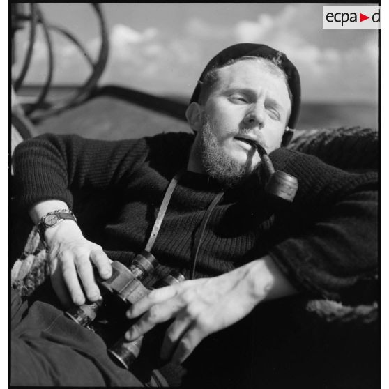 Portrait d'un marin à bord du torpilleur la Bourrasque.