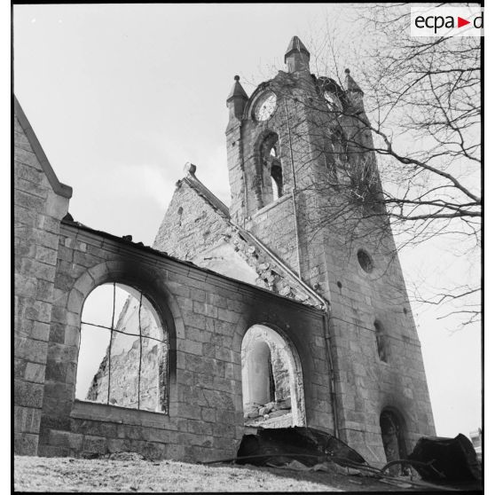 L'église de Namsos endommagée.