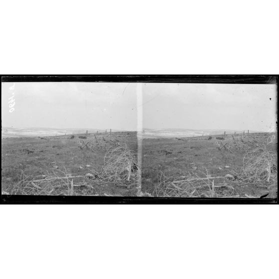 Panorama à raccorder de gauche à droite : région de Beauséjour à la main de Massiges. [légende d’origine]