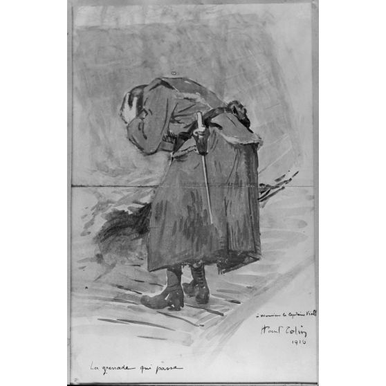 Paris, Salon des Armées, La grenade qui passe par Colin. [légende d’origine]