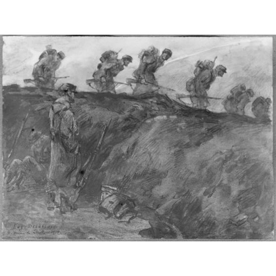 Paris, Salon des Armées, La relève, plateau de Lorette, par Delescluse. [légende d’origine]