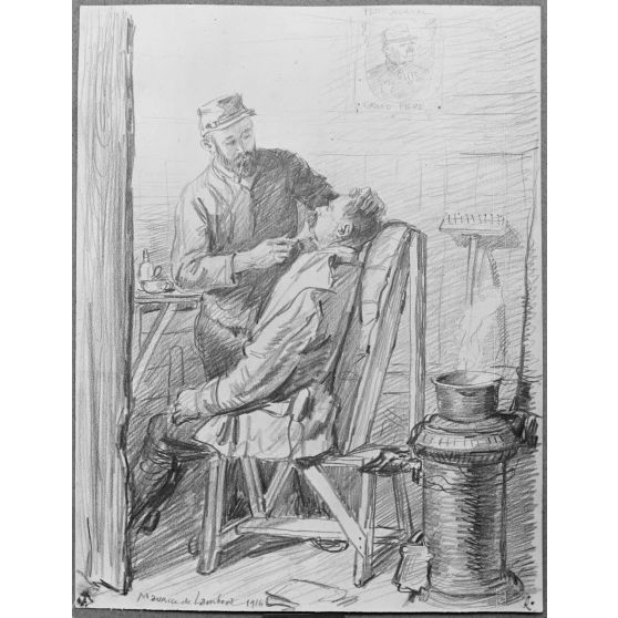 Paris, Salon des Armées, Le coiffeur par de Lambert. [légende d’origine]