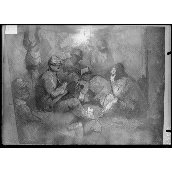 Paris, Salon des Armées, La veillée, par Dupont. [légende d’origine]