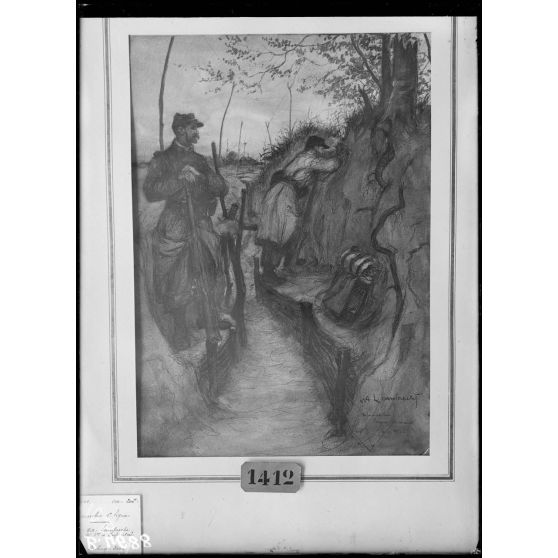 Paris, Salon des Armées, Tranchée de 1ère ligne par Lambrecht. [légende d’origine]