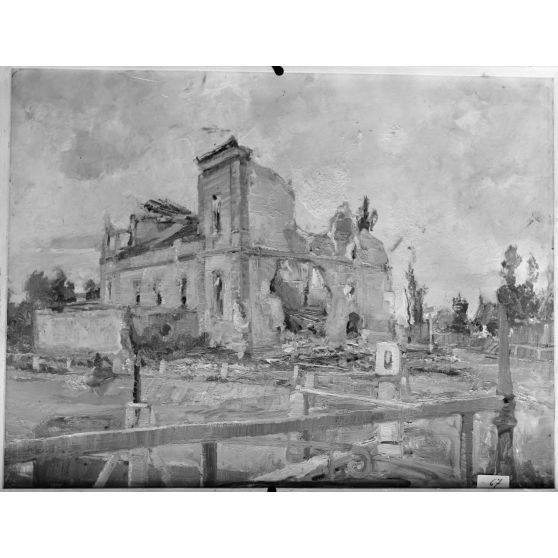 Paris, Salon des Armées, Nieuport, la maison de l’éclusier par Wageman. [légende d’origine]