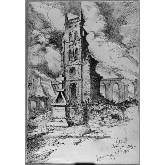 Paris, Salon des Armées, L’église de Reninghe, par Seevagen. [légende d’origine]