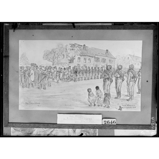 Paris, salon des Armées. Une prise d'armes, de Warnod. [légende d'origine]