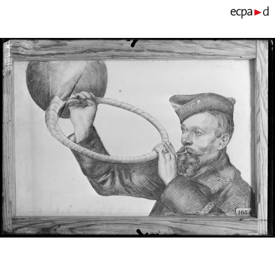 Paris, salon des Armées. Le sonneur de cor, de Marchal. [légende d'origine]