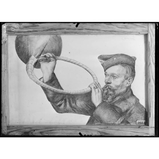 Paris, salon des Armées. Le sonneur de cor, de Marchal. [légende d'origine]