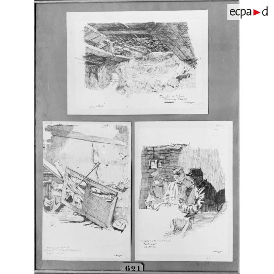 Paris, salon des Armées, En Woëvre, dessins de Dangon. [légende d’origine]