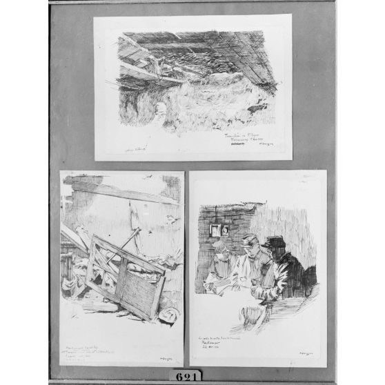 Paris, salon des Armées, En Woëvre, dessins de Dangon. [légende d’origine]