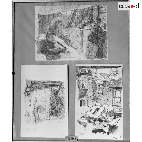 Paris, salon des Armées, En Woëvre, dessins de Dangon. [légende d’origine]