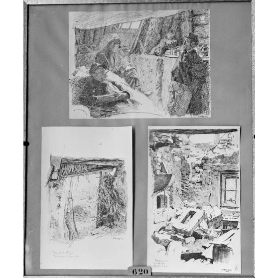 Paris, salon des Armées, En Woëvre, dessins de Dangon. [légende d’origine]