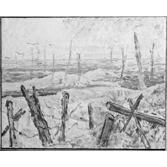 Paris, salon des Armées, Le trou Bricot, peinture à l'huile de Thorndike. [légende d’origine]