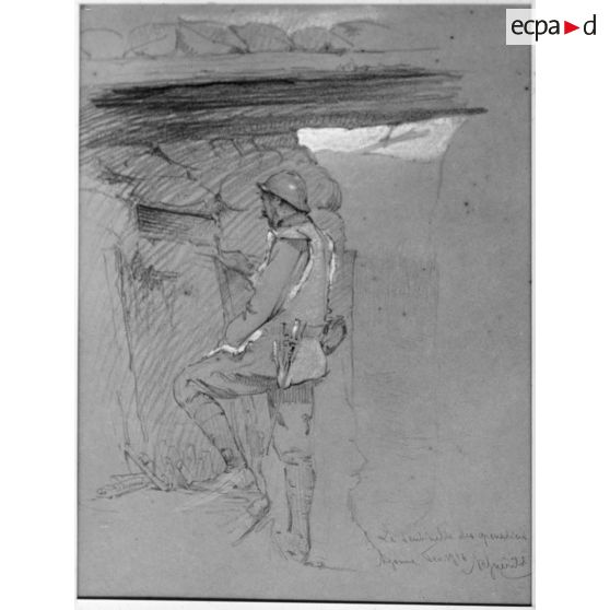 Paris, salon des Armées, La sentinelle des grenadiers, de Guéritot. [légende d’origine]