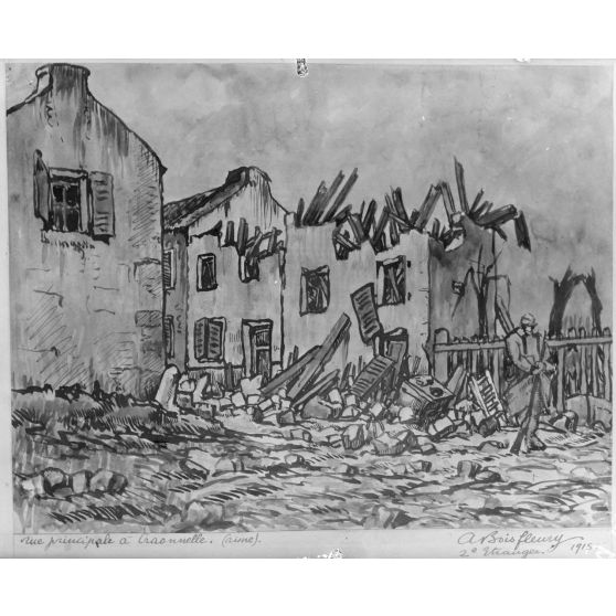 Paris, salon des Armées, Ruines de Craonnelle, aquarelle de Bois Fleury. [légende d’origine]