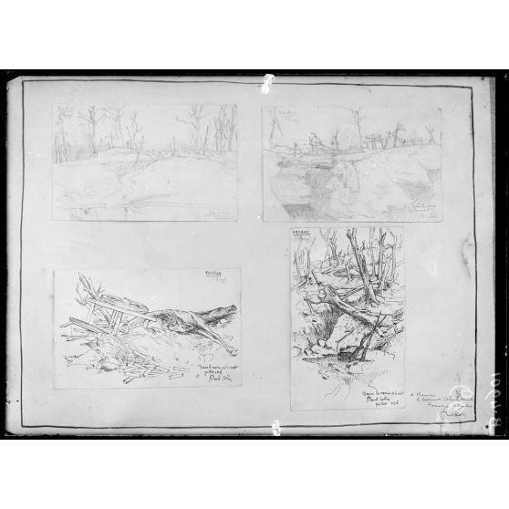 Paris, salon des Armées, Dans le ravin de la mort, dessin de Colin. [légende d’origine]