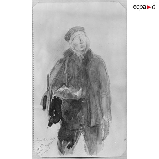 Paris, aux Arts décoratifs, croquis de guerre, de Georges Victor Hugo, Instituteur prussien prisonnier. [légende d’origine]