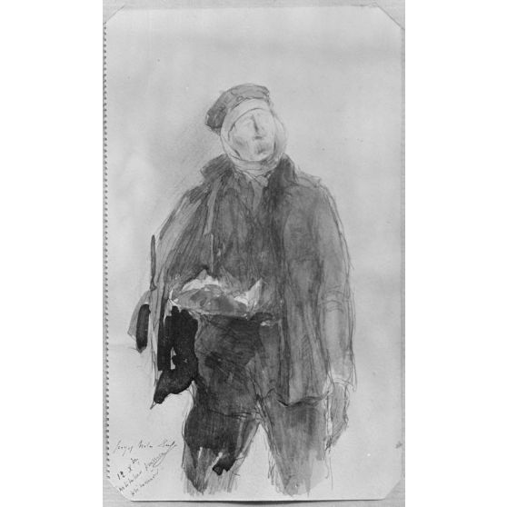 Paris, aux Arts décoratifs, croquis de guerre, de Georges Victor Hugo, Instituteur prussien prisonnier. [légende d’origine]