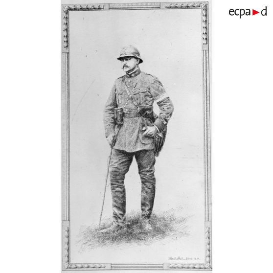 Paris, salon des Armées, Portrait du capitaine D., dessin à la plume, de Roblet. [légende d’origine]