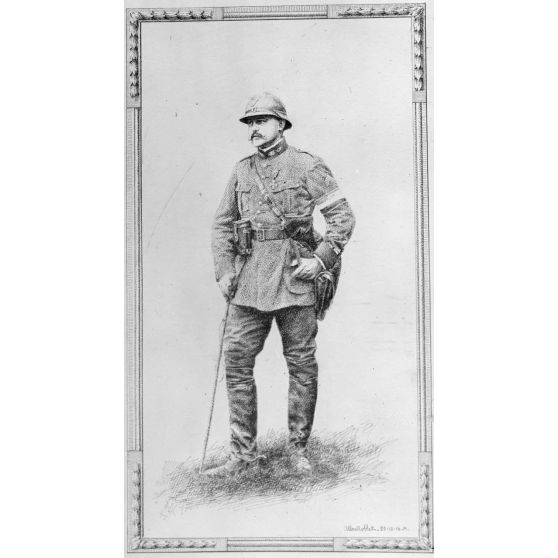 Paris, salon des Armées, Portrait du capitaine D., dessin à la plume, de Roblet. [légende d’origine]