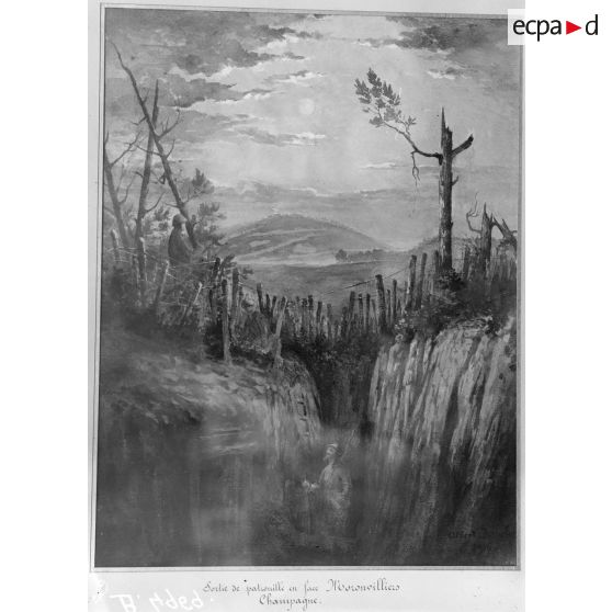 Paris, salon des Armées, Sortie de patrouille en face de Moronvillers, de Roucher. [légende d’origine]