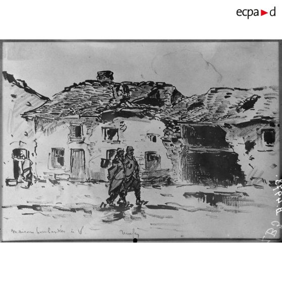 Paris, salon des Armées, Village bombardé, de Renefer. [légende d’origine]