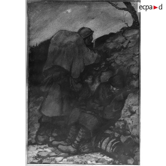 Paris, salon des Armées, Un veilleur sur deux, de Bruyer. [légende d’origine]