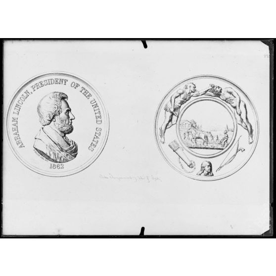 Paris, bibliothèque nationale. médaille américaine A. Lincoln. [légende d'origine]