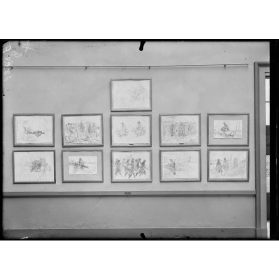 Paris, musée du Luxembourg. Exposition des peintres en mission aux armées. Panneau de Bernard Naudin. [légende d'origine]