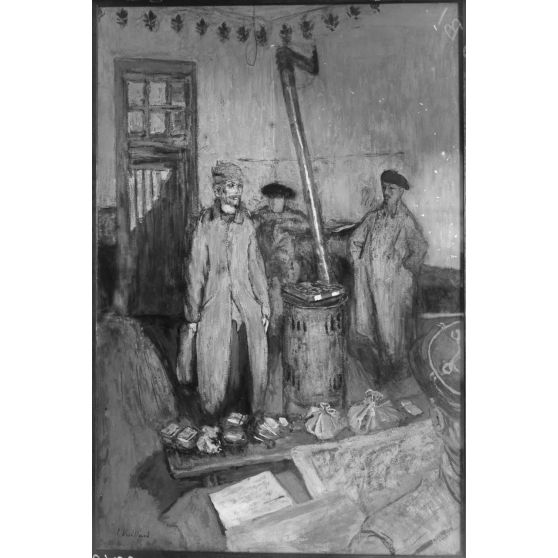 Paris. Musée du Luxembourg. Exposition des peintres en mission aux armées. L'interrogatoire par Vuillard. [légende d'origine]