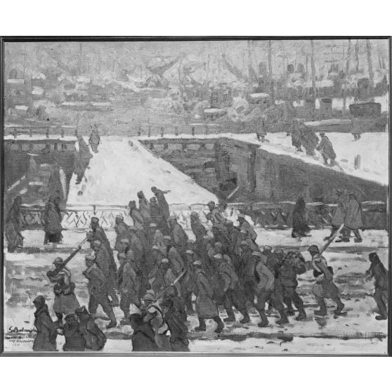 Paris. Musée du Luxembourg. Exposition des peintres en mission aux armées. Les prisonniers, par Gustave Balande. [légende d'origine]