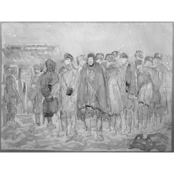 Paris. Musée du Luxembourg. Exposition des peintres en mission aux armées. Officiers allemands prisonniers, par Bernard Naudin. [légende d'origine]