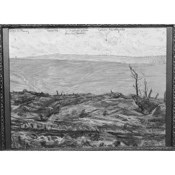 Paris. Musée du Luxembourg. Exposition des peintres en mission aux armées. Froideterre, près Verdun, par Henri Guinier. [légende d'origine]