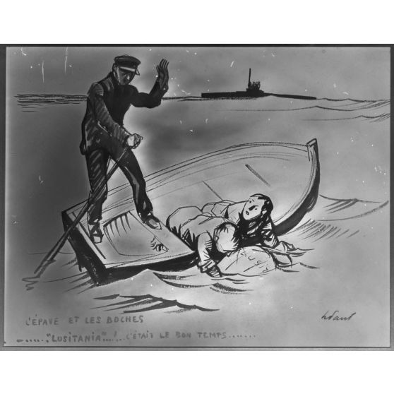 Paris. Musée du Luxembourg. Exposition des peintres en mission aux armées. L'épave et les boches par Hermann Paul. [légende d'origine]