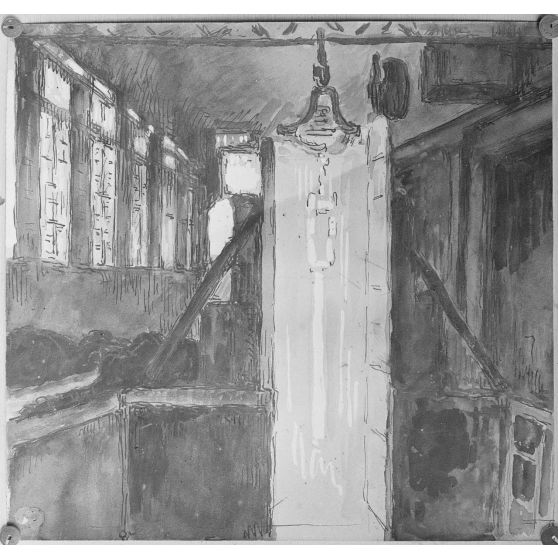 Paris. Dessin de Bracquemont, du Creusot. La trempe d'un canon. [légende d'origine]