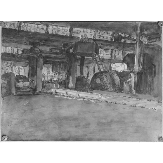 Paris. Dessin de Bracquemont, du Creusot. Les laminoirs. [légende d'origine]